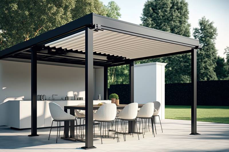 Fabrication sur mesure et pose de pergola bioclimatique design à Champagne-au-Mont-d’Or, avec options domotiques et devis personnalisé